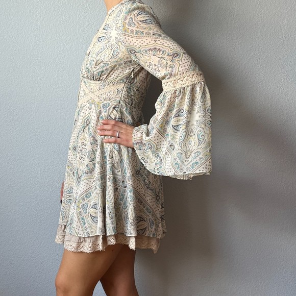 Free People Paisley Moonlight Bay Mini Dress Size 2 - Picture 5 of 9